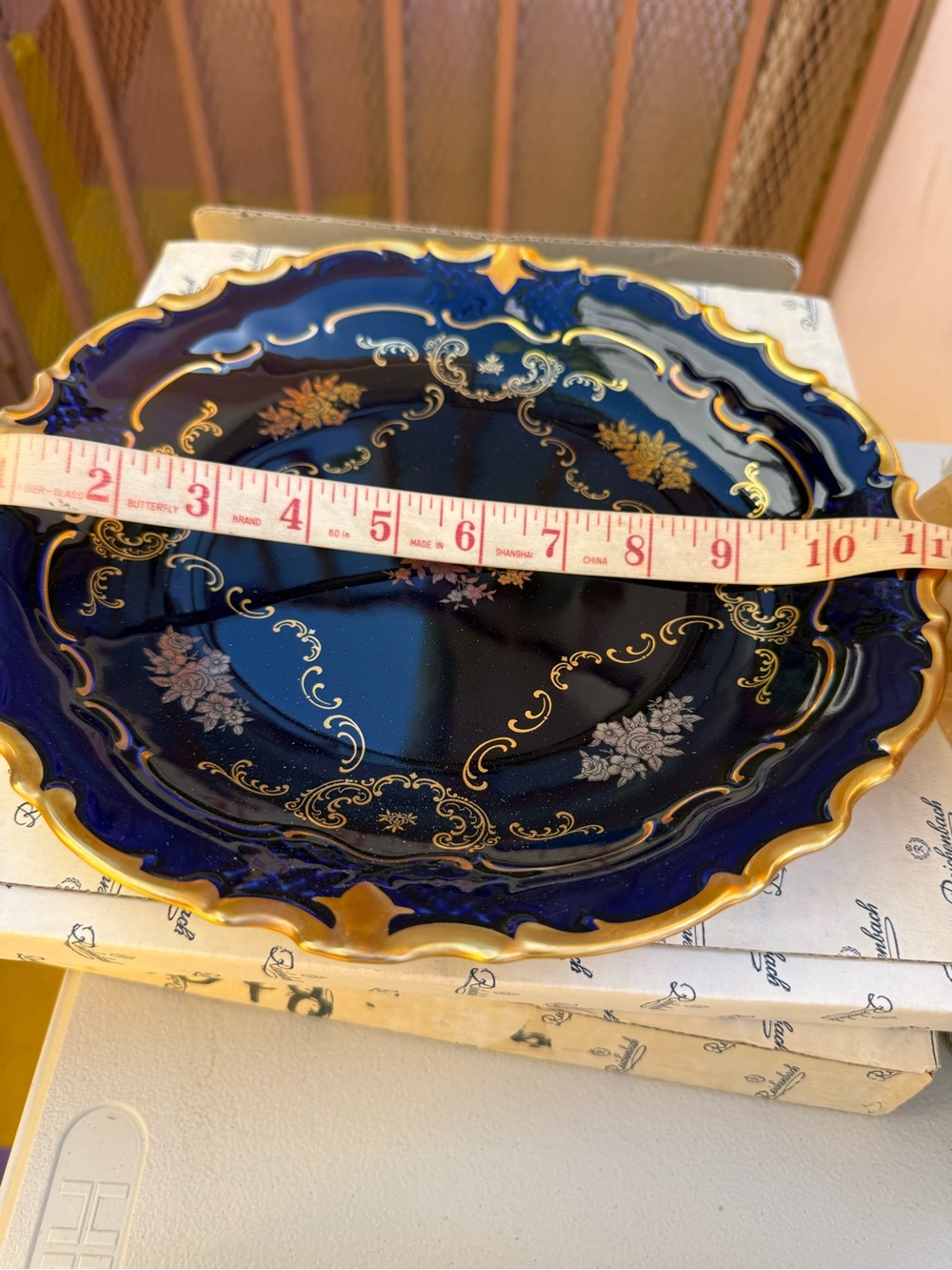 Reichenbach made in Germany Cobalt Blue Gold-Trim Decorative Serving Plate new